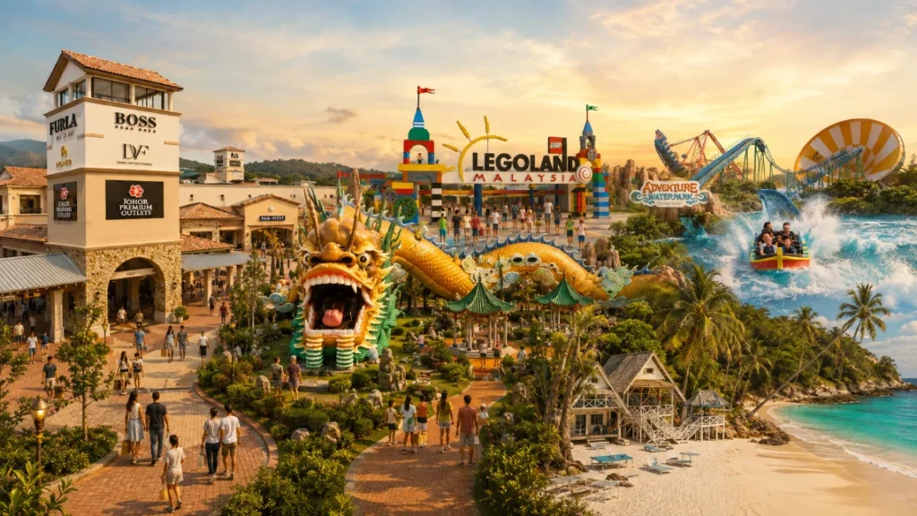 Destinasi popular di Johor - Johor Premium Outlets, Legoland Malaysia, taman naga dan pantai Desaru